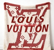 Red Louis Vuitton Flannel Throw Blanket 290